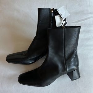 Zara black square toe ankle boots